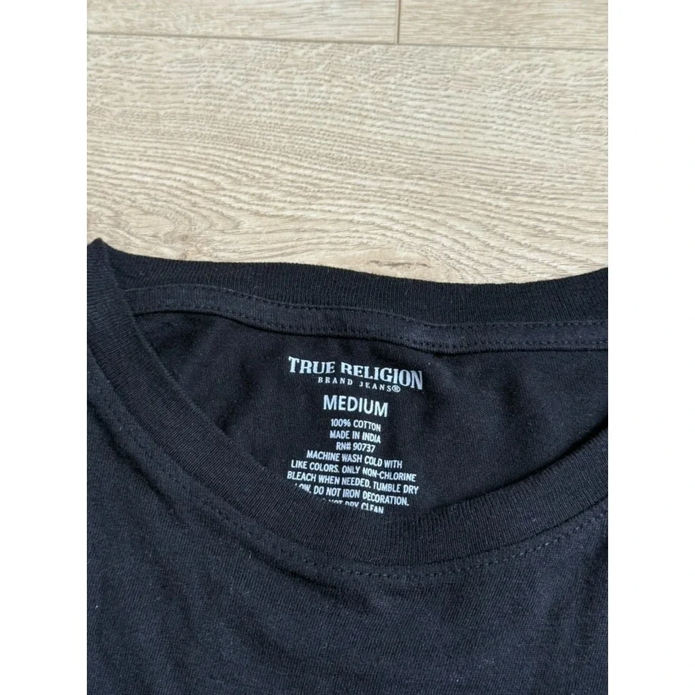 EUC Mens True Religion brand basic black t-shirt 100% cotton short sleeve size M